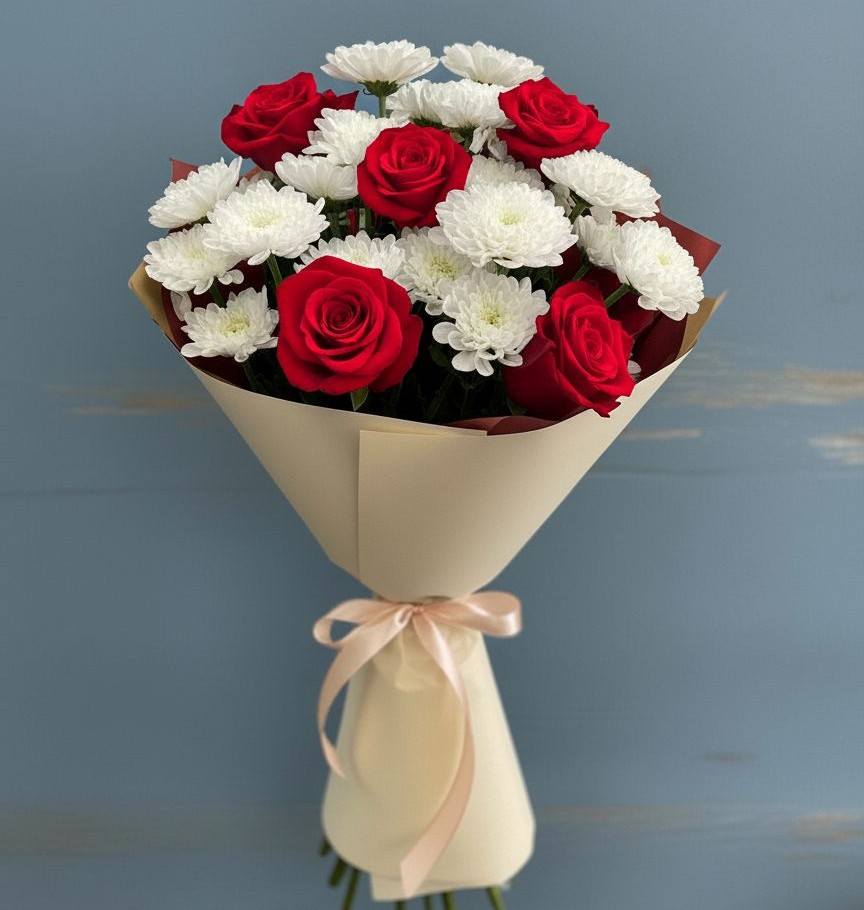 Букет цветов из: Розы и Хризантемы в Лукоянове