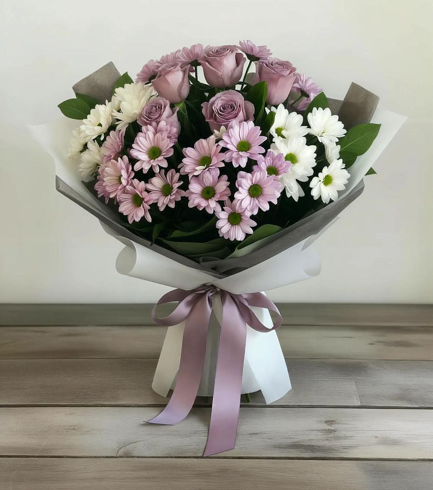 Букет цветов из: Хризантемы и Розы в Лукоянове