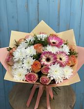 Букет цветов из:  Розы, Герберы и Хризантемы в Лукоянове