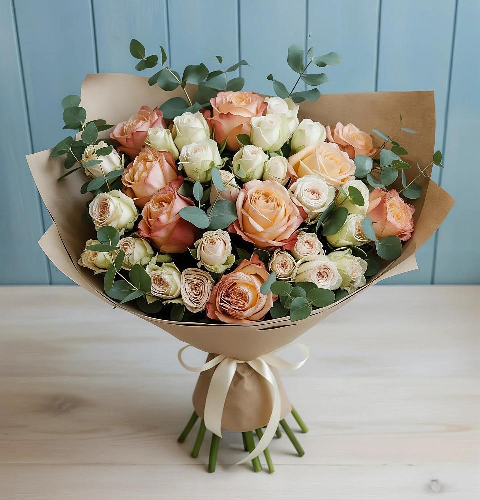 Букет цветов из: Альстромерии и Розы в Лукоянове