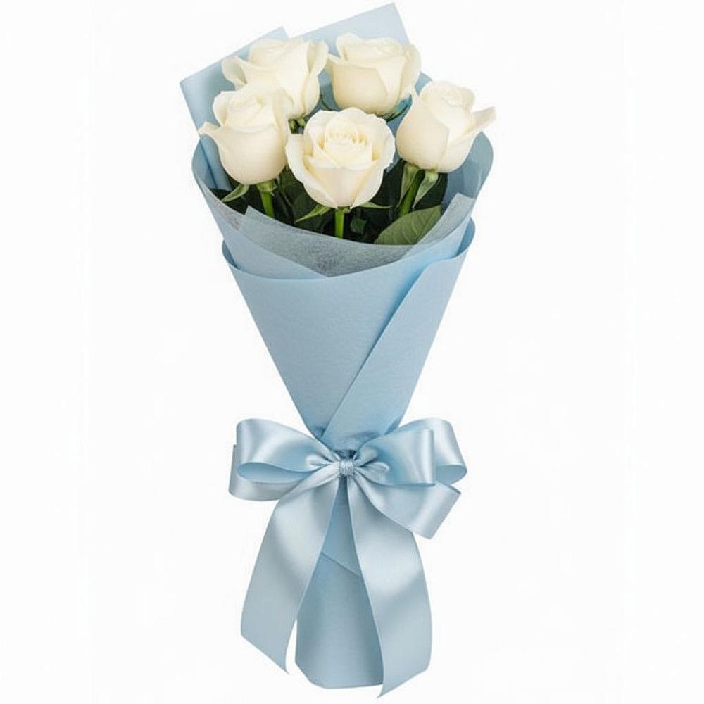 Букет 5 Белых роз Проуд в Лукоянове