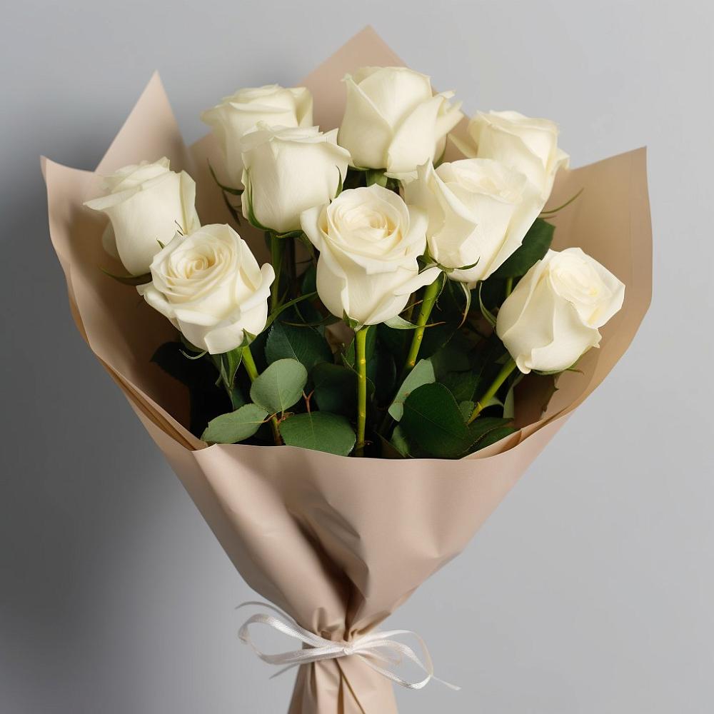 Букет 9 Белых роз Эдлесс Лав в Лукоянове