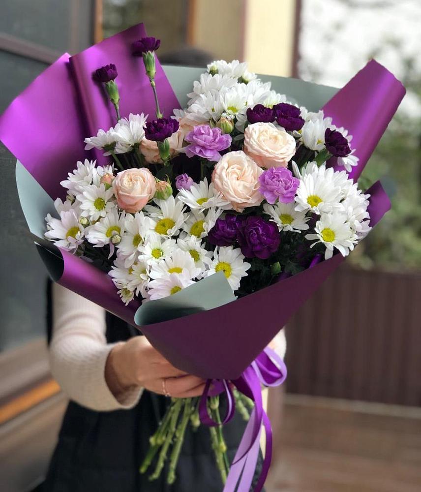 Букет цветов из: Хризантемы, Гвоздики и Розы в Лукоянове