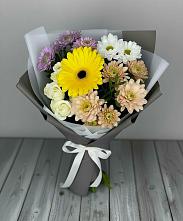 Букет цветов из:  Розы, Герберы и Хризантемы в Лукоянове