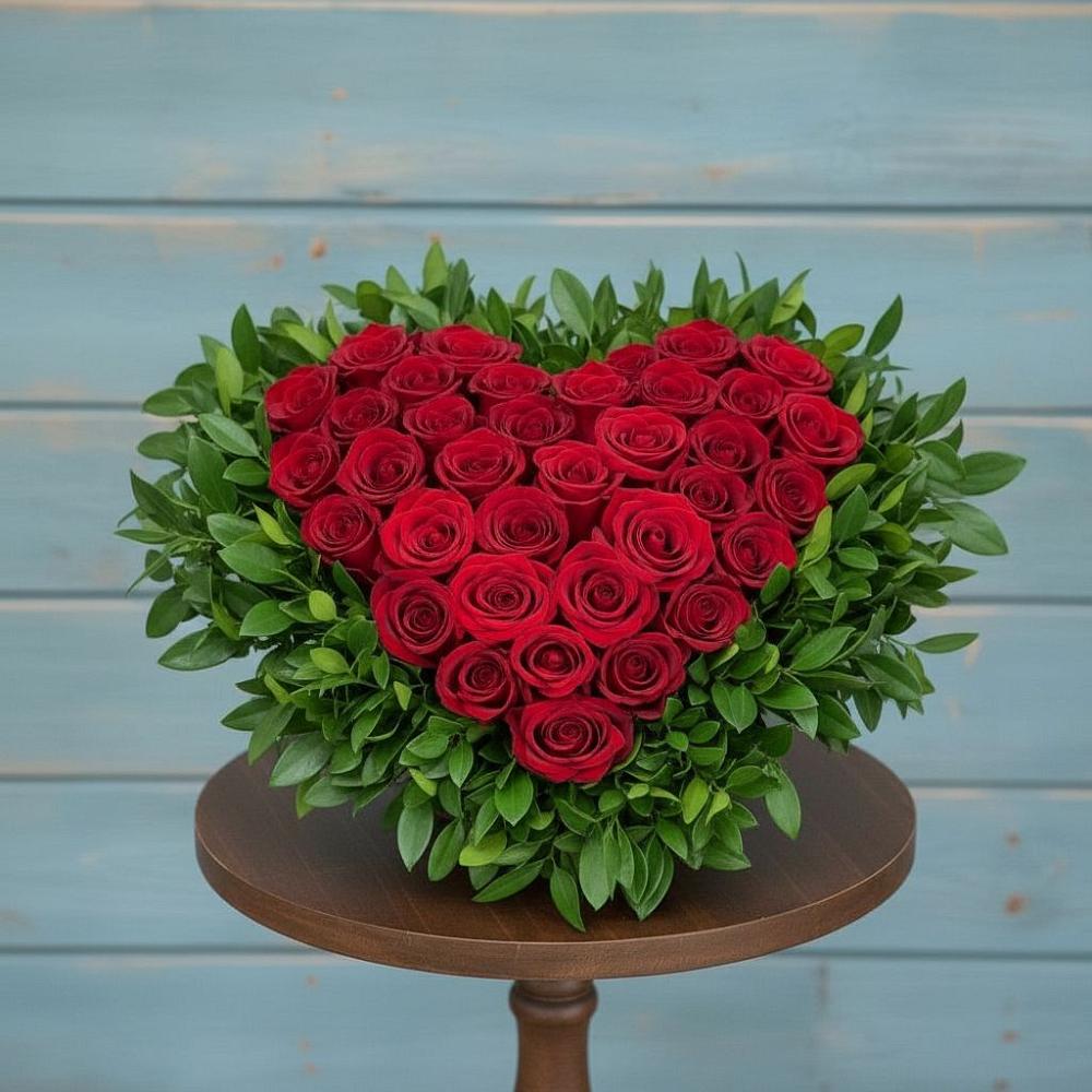 Цветочная композиция из Розы в виде сердца в Лукоянове