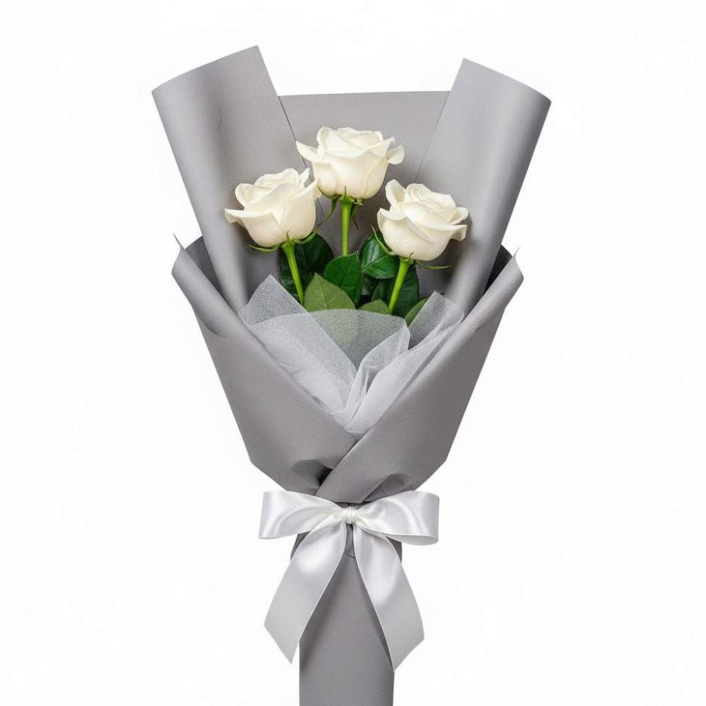 Букет 3 белые розы в Лукоянове