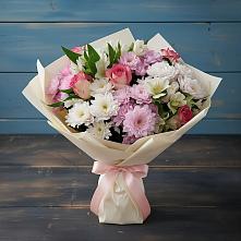 Букет цветов из:  Хризантемы, Альстромерии и Розы в Лукоянове