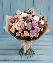 Букет цветов из:  Хризантемы, Розы и Альстромерии в Лукоянове