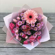 Букет цветов из:  Розы, Герберы и Хризантемы #REPLACE_PRED# Лукоянове