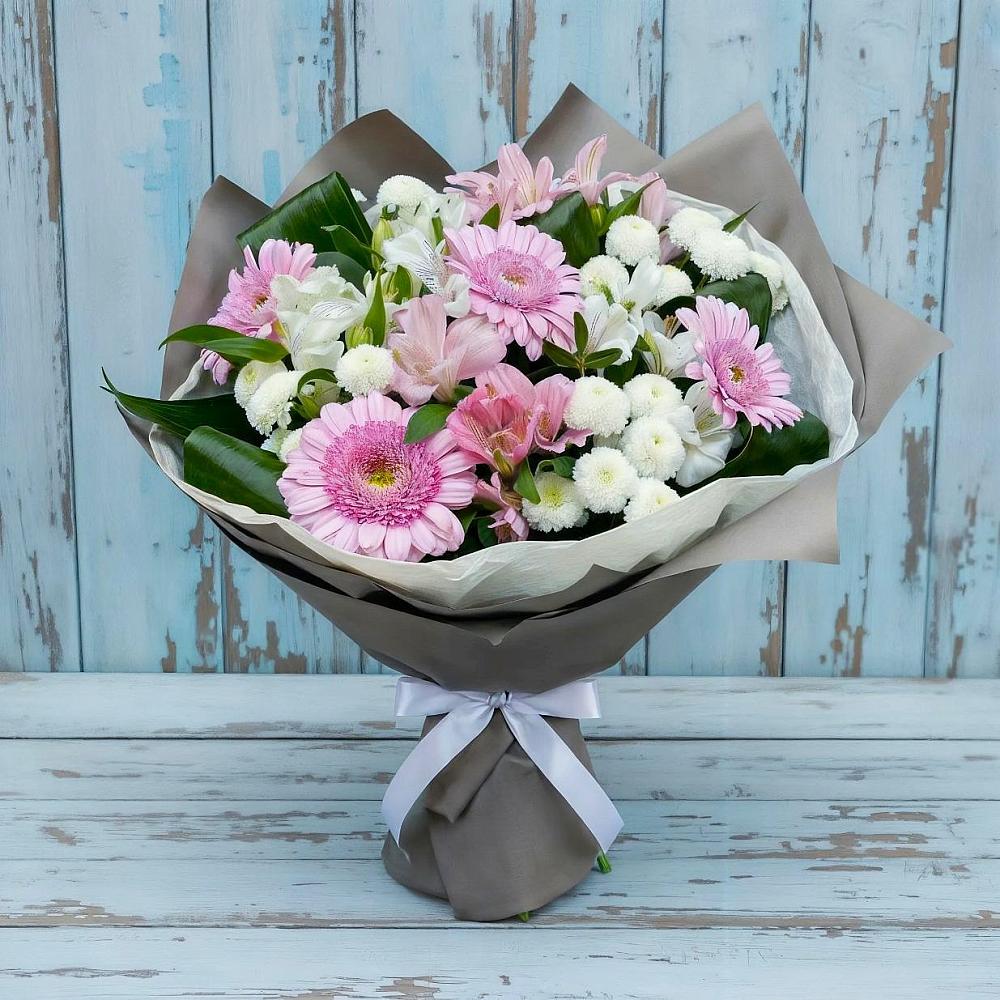 Букет цветов из: Герберы, Альстромерии и Хризантемы в Лукоянове