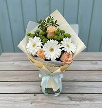 Букет цветов из:  Герберы, Розы и Хризантемы в Лукоянове